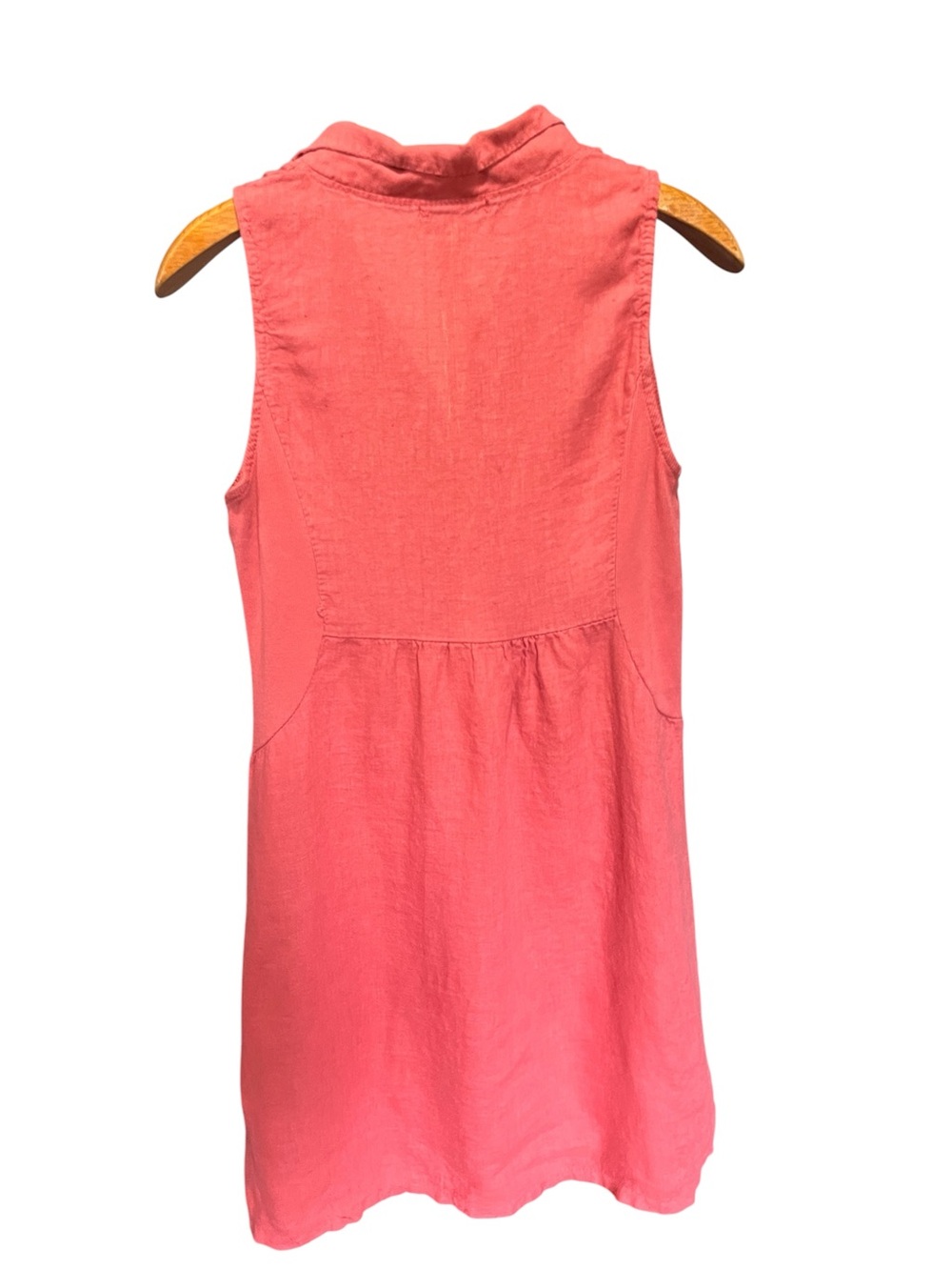 Terzo Millennio 100% Linen Sleeveless Coral Mini Dress with Cotton Panels Small - Picture 4 of 9